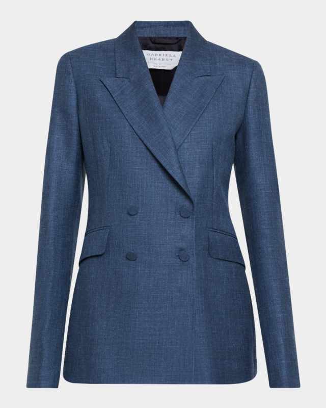 Angela Linen Double-Breasted Blazer